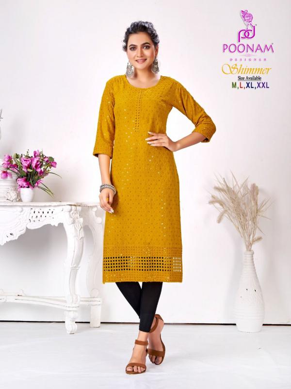 Poonam Shimmer Fancy Wear Sequence Rayon Kurti Collection